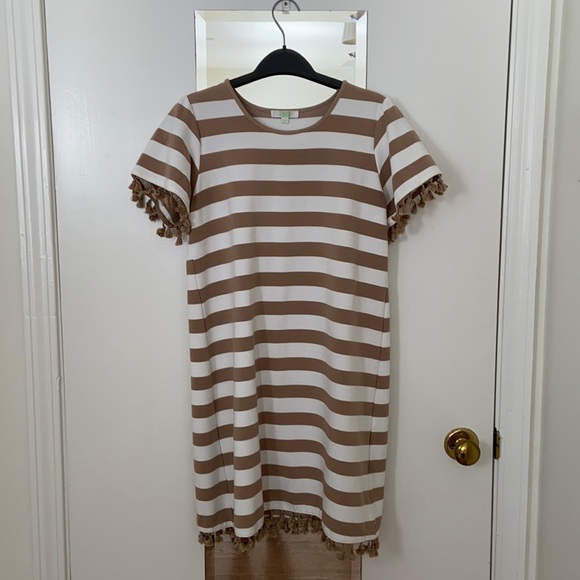 Dresses & Skirts - Jade by melody tam tan striped tassel dress